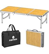 FUNYKICH 3ft Low Folding Camping Table with Carry Bag, 34.2'' Lx15.7'' W Portable Picnic Tables, ...