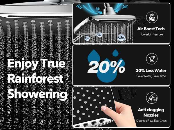 waterfall shower head with handheld