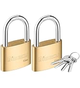 Disecu Solid Brass Keyed Padlock, 2 Inch (50mm) Wide Body, 1.7 Inch Shackle Outdoor Waterproof Lo...