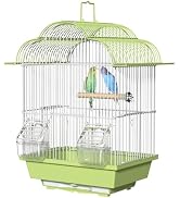 BAGHPBM 16-inch Small Bird Cage for Home or Travel with Handle,Feeder &amp; Perch, Lightweight Parake...