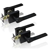 DSJJBLL Matte Black Door Knob, Interior Privacy Keyless Entry Door Lock, Square Style Reverisble ...