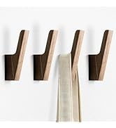 Tiaforza 4Pcs Wooden Hooks for Hanging - Dark Walnut Coat Style, Cute &amp; Funky Practical Design, D...