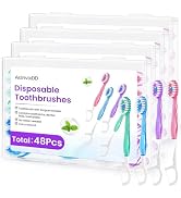 AstrivixDD 48 Pack 5-in-1 Mini Toothbrush Disposable, Waterless Disposable Toothbrushes with Toot...