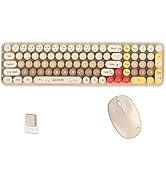 Cute Baby Bear Compact Wireless Keyboard and Mouse Combo, Colorful 85 Round Keys with Numeric Key...