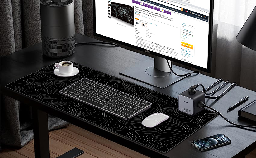 mouse pad mat desk mousepad large gaming xxl xl big extended black white topographic pc computer 