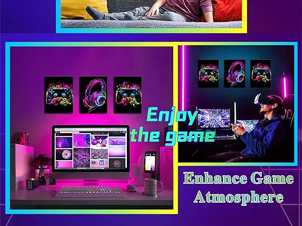 Neon Gaming Video Game Room Wall Art