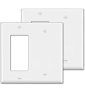 [2 Pack] BESTTEN 2-Gang Combination Wall Plate, 1-Gang Decorator Switch Cover, 1-Decor/1-Blank, S...