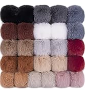 BQTQ 26 Pieces Faux Fur Pom Pom Balls DIY Faux Rabbit Fur Fluffy Pom Pom with Elastic Loop Pom Po...