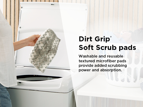 Dirt Grip Soft Scrub pads Washable and reusable textured microfiber pads provide added 