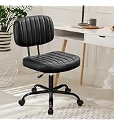 DUMOS Armless Office Desk Chair, Small Height Adjustable Computer Task Chair with Low Back Lumbar...