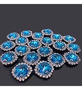 Flat Back Rhinestones Buttons Embellishments with Diamond, Sew On Crystals Glass Rhinestone for C...