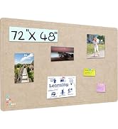 Large Bulletin Board - 72 X 48 inches Cork Board with 30 Pushpin, 6' x 4' Cork Board for Walls Pi...
