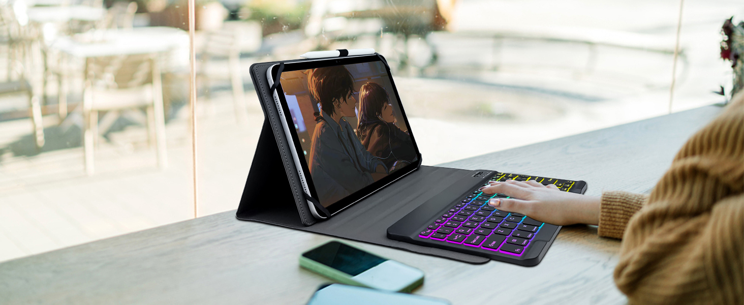 Universal Tablet Backlit Keyboard Case Black - 27