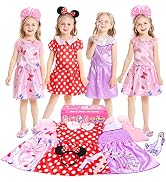 SOLIEHOO Girls Dress Up Princess Dresses, 19 Pcs Girls Dress Up Trunk with 4 Tops 3 Skirts and Pr...