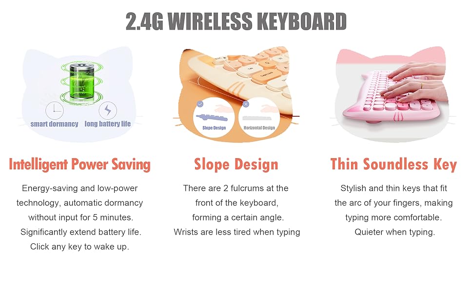 cute cat 2.4g wireless Keyboard