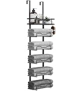 Aetyord Hanging Towel Racks for Bathroom No Drill - 6-Tier Over The Door Bath Towel Storage Organ...