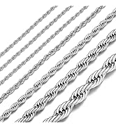 ChainsHouse Rope Chain for Men Women, Stainless Steel Twisted Chain Necklace 1.5mm/2mm/3mm/3.8mm/...