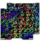 HIKUDIY 355x346mm PEF+PEY Holographic Build Plate for Bambu Lab H2S/H2D, Rainbow Confetti PEF+Gal...