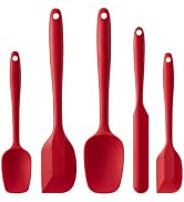 Silicone Spatula Set, 5 Piece Food Grade Rubber Spatulas for Baking, Cooking, and Mixing High Hea...
