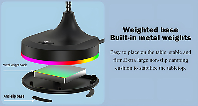 USB Computer Microphone with Mute Button and RGB Lighting,Plug&amp;amp;Play Mic for Conference