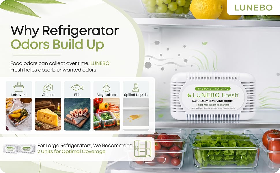 LUNEBO Fresh refrigerator deodorizer with leftovers, fish, cheese and vegetable odors