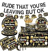 142pcs Rude That You’re Leaving But OK Plates Party Supplies for Coworkers Going Away Party Decor...