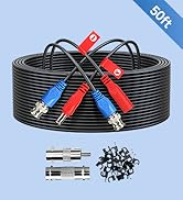 ANLINK 50FT/15M All-in-One Video Power Cable, Premade BNC Video Power Cable Extension Wire for CC...