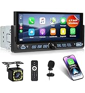 6.9'' Single Din Car Stereo with Wireless Apple Carplay Android Auto, 1Din Touchscreen Radio with...