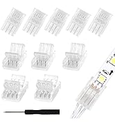 RGBZONE 10Pcs LED Strip Connectors 3 Pin Gapless Solderless Strip to Wire Quick Connector Univers...