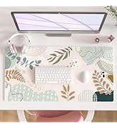 Colorful Star Abstract Boho Large Mouse Pad, Waterproof Green Pink Desk Mat, Double Sided Compute...