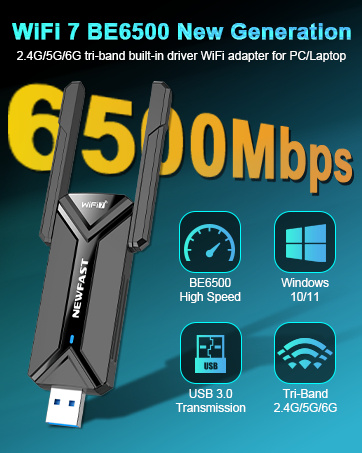 WiFi7 BE6500 New Generation USB WiFi Adapter