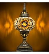 Marrakech Moroccan Mosaic Lamp Turkish Table Lamp, Handmade Turkish Light with Glass Shard and Br...