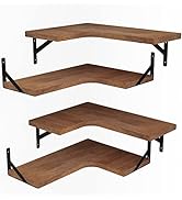LEOPO Corner Floating Shelves Set of 4, Corner Wood Storage Shelves for Bedroom, Living Room, Kit...