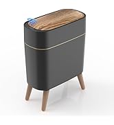 suyika Automatic Trash Can, 2.6 Gallon/10L Bathroom Trash Can with Lid - Wood Grain Lid and Legs,...