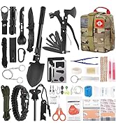 Emergency Survival Kit and First Aid Kit, 142Pcs Professional Survival Gear and Equipment with Mo...