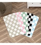 Checkered Dog Food mat, Non-Slip Sole Absorbent Dog and Water Bowl mat, Stain Free Quick Drying C...