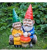 Smadeer Garden Gnome Statue for Outdoor Decoration,Couple in Love Gnome Figurine for Patio Yard L...