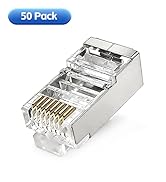 XANHAM 50 Pack Cat 6 RJ45 Shielded Connectors Regular Modular Crimp Network Plug for 23AWG Cat6, ...