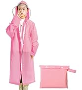 Portable Kids Rain Poncho, Reusable Raincoat with Hoods and Sleeves, Durable, Lightweight for Out...
