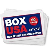 BOX USA Newsprint Packing Paper Sheets 80 Sheets (2 lbs.) Pre-Cut 27" x 17" Large Packing Paper S...