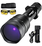 DARKBEAM 365nm UV Flashlight Black Light - 20W High Power Rechargeable, Powerful Woods Lamp Flash...