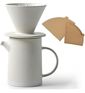DIF DECO Pour Over Coffee Maker Set Vintage Ceramic Pour Over V60 Coffee Dripper Set with 20 Coun...