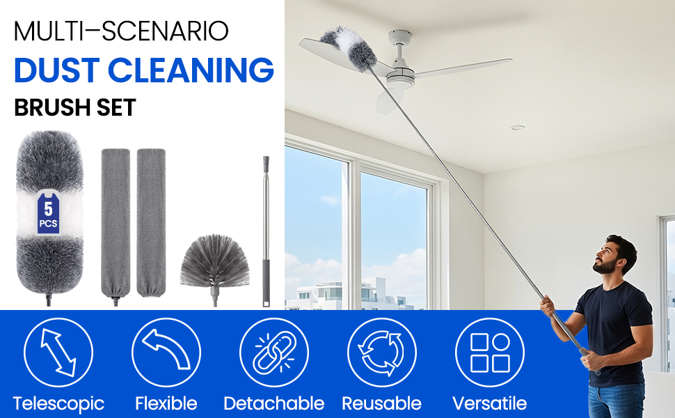 Multi-scenario dust cleaning brush set