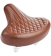 Wide Bike Seat for Men and Women Comfort - Vintage Brown Bike Saddle for Cruiser and Classic City...