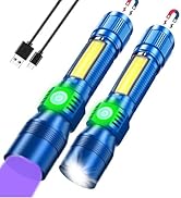 Black Light UV Flashlight Rechargeable, 3in1 Super Bright Tactical Flashlights LED UV Black Light...