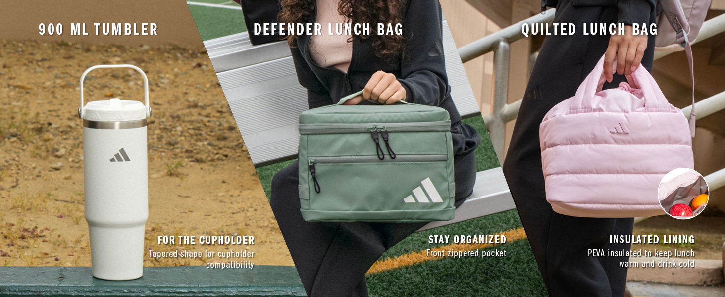 adidas water bottle and lunch bags