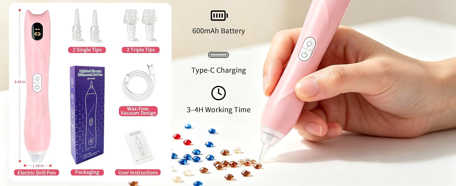 Electric Diamond Painting Pen with Light