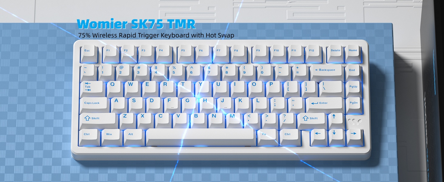Keyboard 75%, Wireless Custom Mechanical Keyboard Rapid Trigger Hall Effect Magnetic Switch