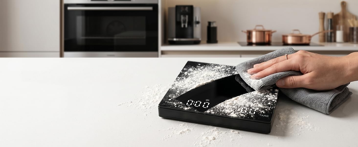 Seamless glass food scale easy to wipe clean after home baking