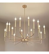 WOKNOS Modern Gold Farmhouse Chandeliers, 16-Light Industrial Metal Chandelier Lighting, Classic ...